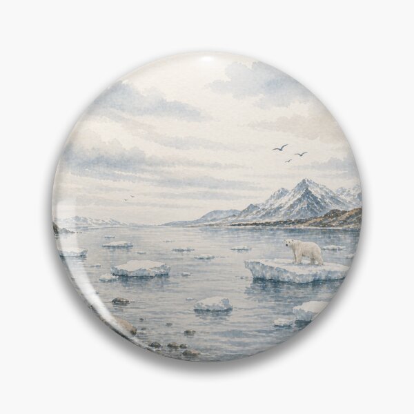 Item preview, Svalbard Inspired Lone Polar Bear Watercolor Art designed and sold by TheSlowShore.