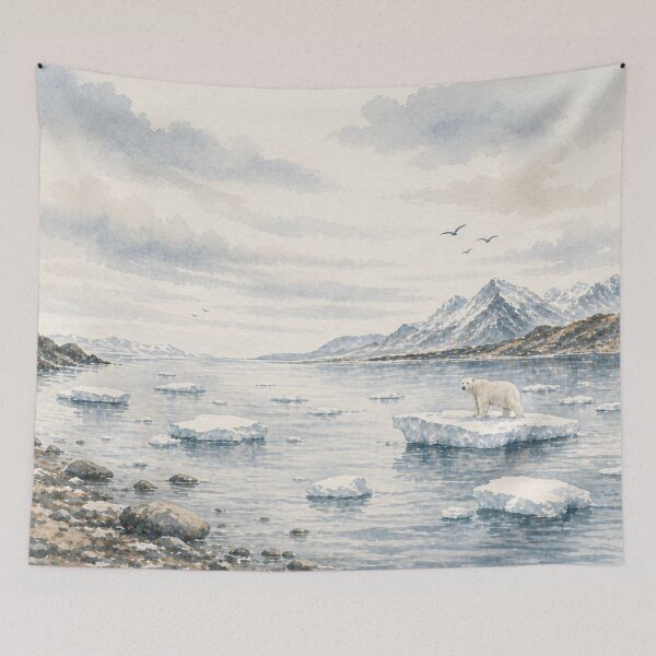 Item preview, Svalbard Inspired Lone Polar Bear Watercolor Art designed and sold by TheSlowShore.