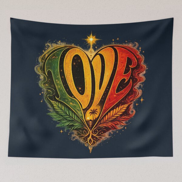 Artikelvorschau, Love Heart Reggae Style – Psychedelic Rasta Design entworfen und verkauft von BlueB420.