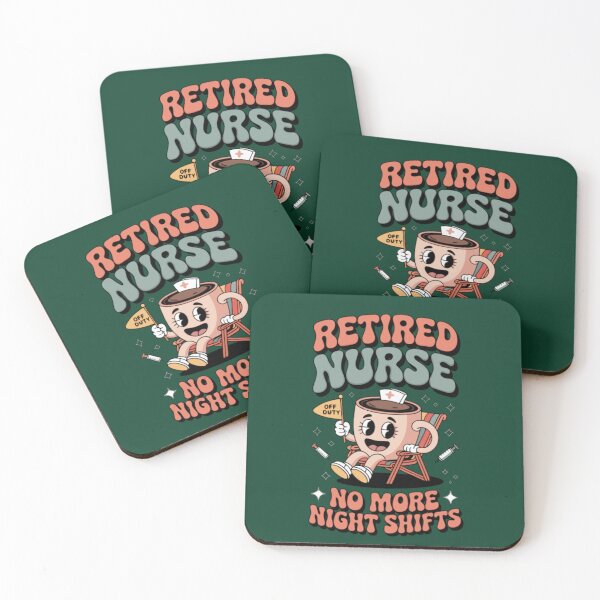Item preview, A retired nurse with a cup of coffee on a lounge chair—no more night shifts—a charming illustration of a healthcare worker designed and sold by Gadget80.