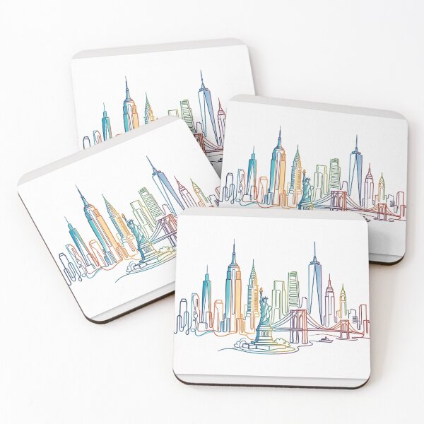 Item preview, Rainbow Continuous Line New York Skyline Illustration designed and sold by PixorStudio.