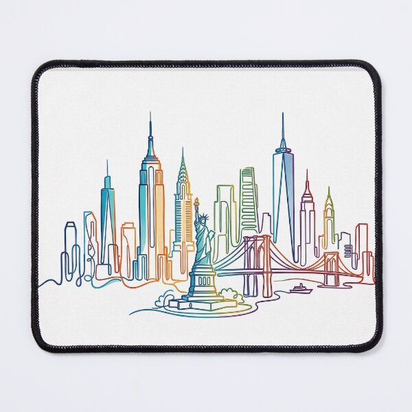 Item preview, Rainbow Continuous Line New York Skyline Illustration designed and sold by PixorStudio.