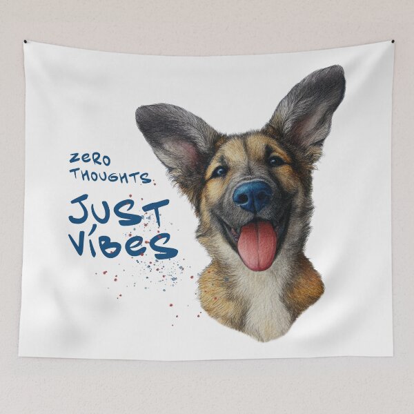 Item preview,  Zero Thoughts Just Vibes Dog Meme German Shepherd Funny Shirt Sticker designed and sold by olenapetol.