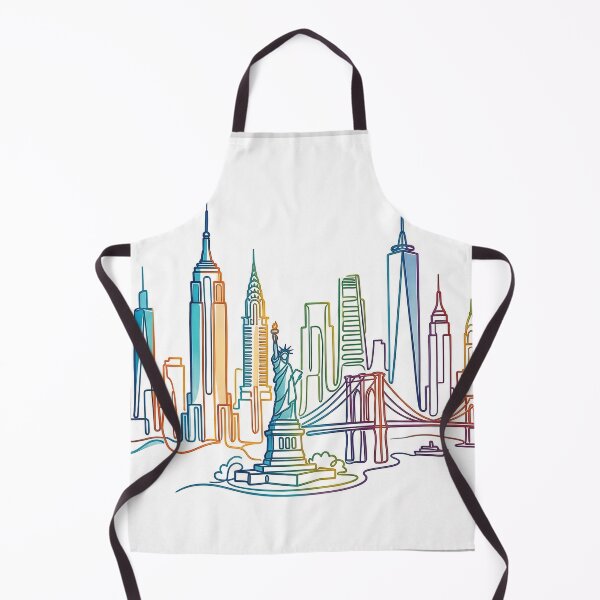 Item preview, Rainbow Continuous Line New York Skyline Illustration designed and sold by PixorStudio.