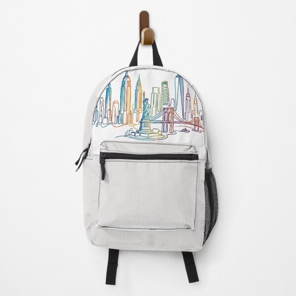 Item preview, Rainbow Continuous Line New York Skyline Illustration designed and sold by PixorStudio.