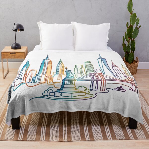 Item preview, Rainbow Continuous Line New York Skyline Illustration designed and sold by PixorStudio.