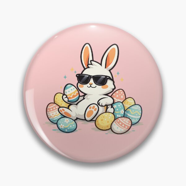 Artikelvorschau, Cooler Osterhase mit Eiern – Niedliche Hasenillustration entworfen und verkauft von PunchDrop.