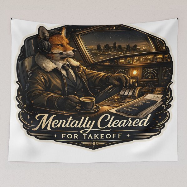 Item preview, Mentally Cleared For Takeoff Luxury Aviation Pilot Aesthetic designed and sold by StickyGuys.