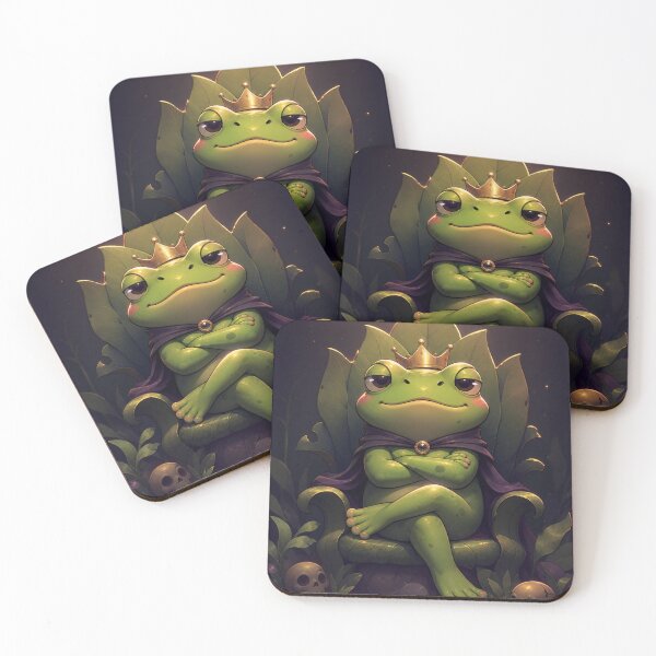 Item preview, “Frog King of Attitude – Leaf Throne Smirk” designed and sold by MarekoraStudio.