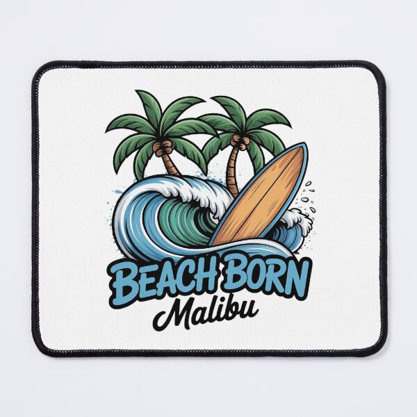 Item preview, Beach Born Malibu – California Surf Ocean Beach Shirt designed and sold by Cool-cat-art.