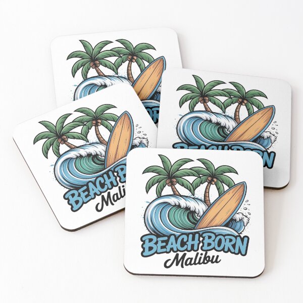 Item preview, Beach Born Malibu – California Surf Ocean Beach Shirt designed and sold by Cool-cat-art.