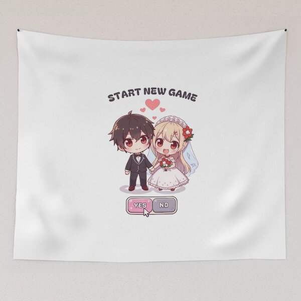 Item preview, Start New Game | Wedding design kawaii couple gamer designed and sold by Love&Geek.
