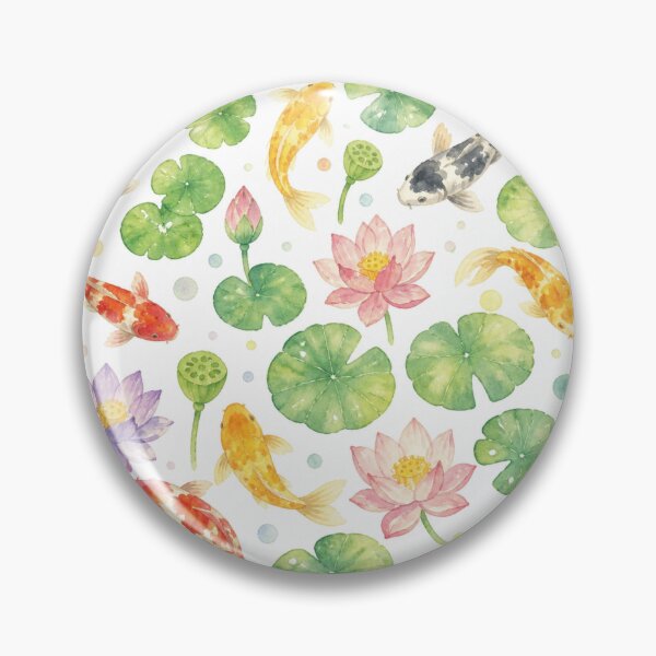 Item preview, Koi fish and lotus watercolor seamless pattern design designed and sold by juthamas8426.