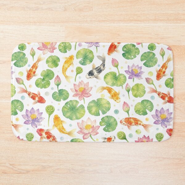 Item preview, Koi fish and lotus watercolor seamless pattern design designed and sold by juthamas8426.