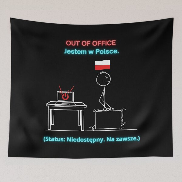 Item preview, Black OUT OF OFFICE Jestem w Polsce - Funny Polinglish Polish Expat Humor Gift designed and sold by VibePolinglish.