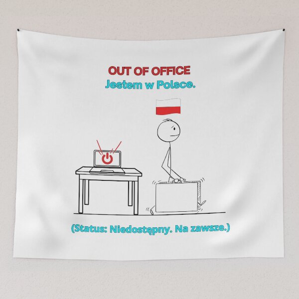 Item preview, White OUT OF OFFICE Jestem w Polsce - Funny Polinglish Polish Expat Humor Gift designed and sold by VibePolinglish.