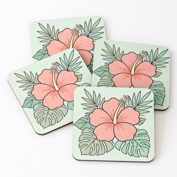 Item preview, Tropical Hibiscus Flower with Monstera Leaves | Pink Hibiscus Botanical Art | Hawaii Floral Illustration | Summer Tropical Print designed and sold by asadstudio88.