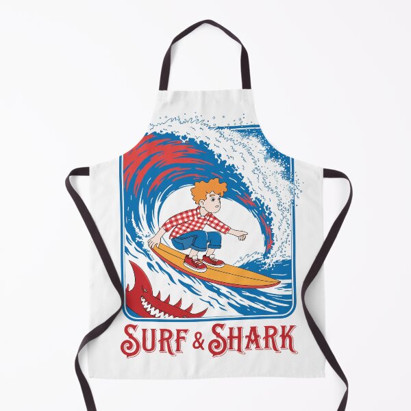 Item preview, Shark Surf Kid | Retro Surf Poster | Ocean Adventure Aesthetic Sticker designed and sold by inkfusionhub99.