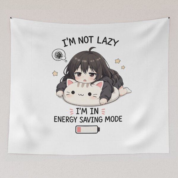 Item preview, I’m Not Lazy – Energy Saving Mode Cute Anime Cat Girl Design designed and sold by YamiSociety.