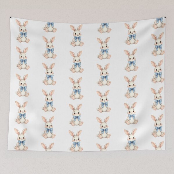 Item preview, Adorable Kawaii Baby Bunny with Blue Bow - Sweet Rabbit Illustration designed and sold by AZABSTORE.