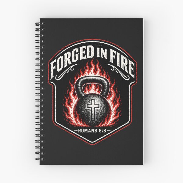 Item preview, Forged in Fire Kettlebell | Romans 5:3 Christian Strength & Endurance Design designed and sold by Savage Discipleship.