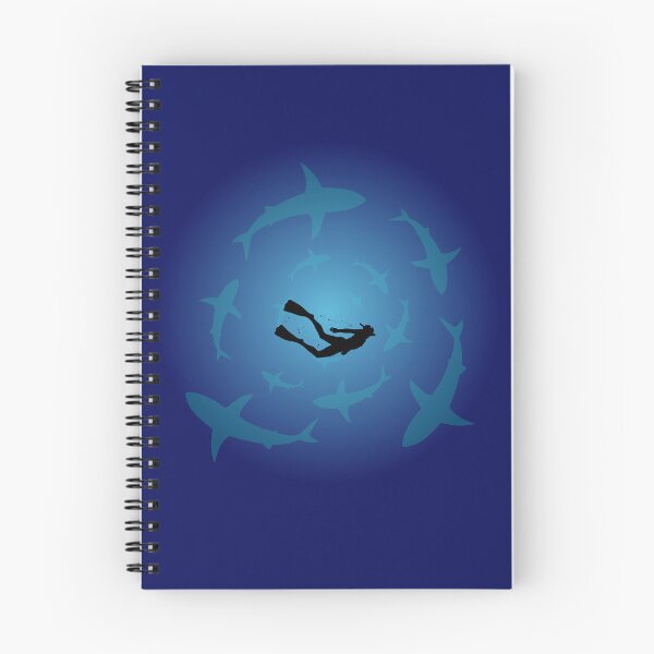 Item preview, Shark Circle Diver Design - Ocean Depths Survival Art, Minimal Marine Life Illustration. designed and sold by LunaPrintCo.