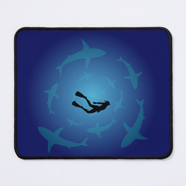 Item preview, Shark Circle Diver Design - Ocean Depths Survival Art, Minimal Marine Life Illustration. designed and sold by LunaPrintCo.