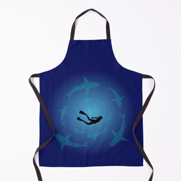 Item preview, Shark Circle Diver Design - Ocean Depths Survival Art, Minimal Marine Life Illustration. designed and sold by LunaPrintCo.