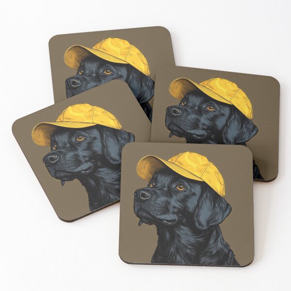 Item preview, Cool Black Labrador in Yellow Baseball Cap – Urban Dog Art designed and sold by Theartistictale  _.