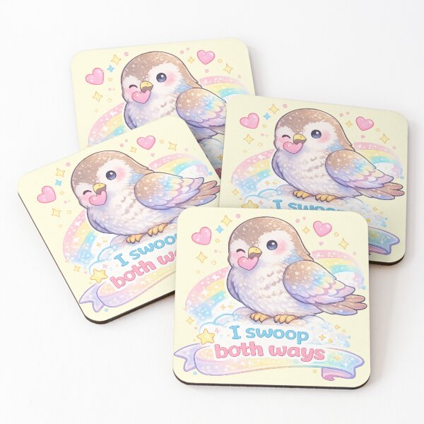 Item preview, Pastel Cute Falcon with Funny Quote “I Swoop Both Ways” – Kawaii Bird Icon PNG designed and sold by Nusha Creations.