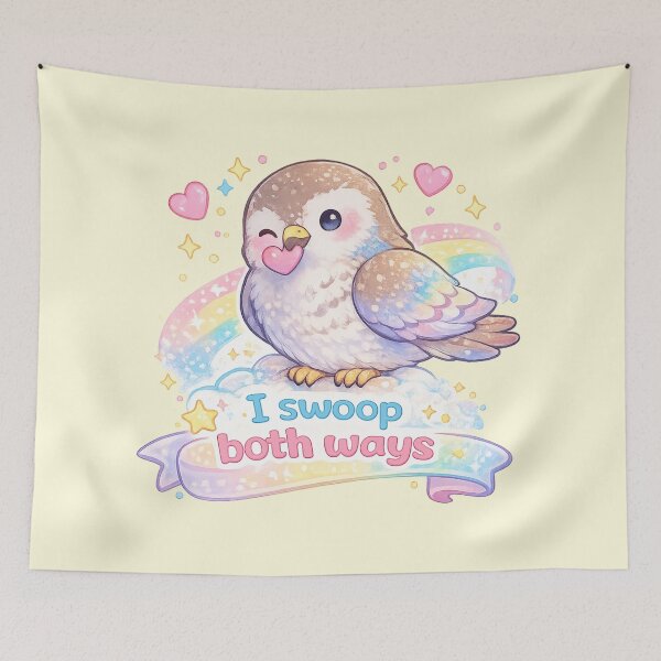 Item preview, Pastel Cute Falcon with Funny Quote “I Swoop Both Ways” – Kawaii Bird Icon PNG designed and sold by Nusha Creations.