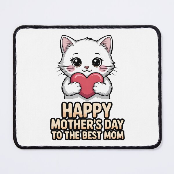 Item preview, To the Best Mom - Happy Mother's Day White Cat with Heart designed and sold by Wennity.