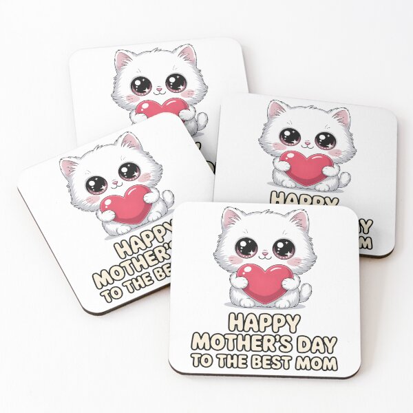 Item preview, Happy Mother's Day to the Best Mom - Cute White Cat with Heart designed and sold by Wennity.