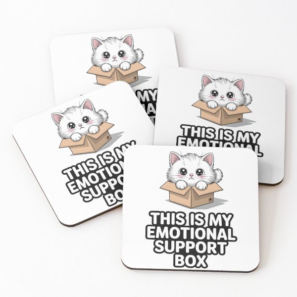 Item preview, This Is My Emotional Support Box - Funny White Cat in Cardboard Box Meme designed and sold by Wennity.