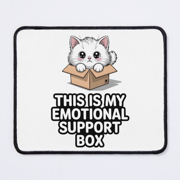 Item preview, This Is My Emotional Support Box - Funny White Cat in Cardboard Box Meme designed and sold by Wennity.
