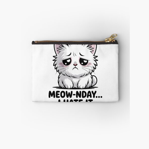 Item preview, Meow-nday... I Hate It - Sad White Cat | Depressed Monday Kawaii Cat designed and sold by Wennity.