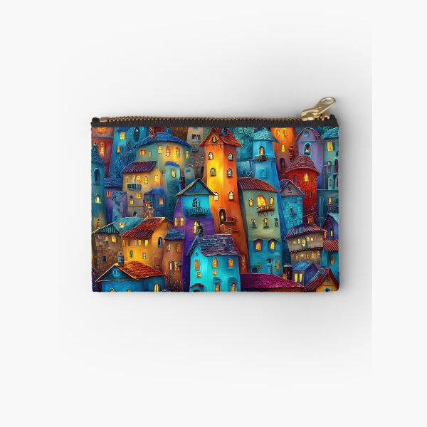 Item preview, Colorful Village with Charming Lit Windows at Night designed and sold by Artessie.