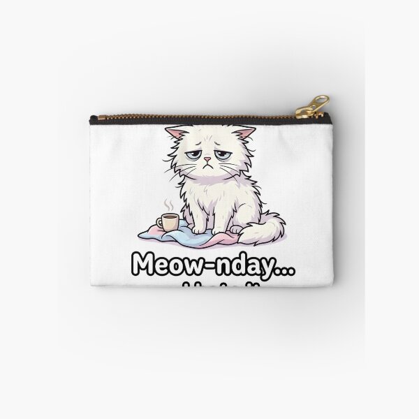 Item preview, Meow-nday... I Hate It - Tired White Cat | Sleepy Monday Coffee Cat Meme designed and sold by Wennity.