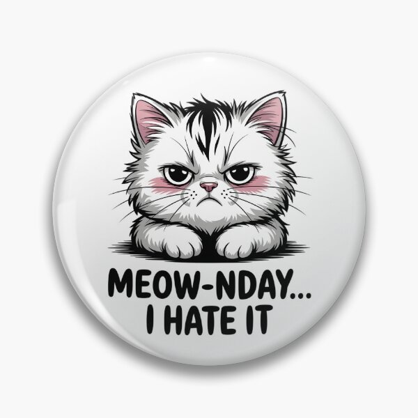 Item preview, Meow-nday... I Hate It - Angry White Cat | Grumpy Monday Cat Meme designed and sold by Wennity.