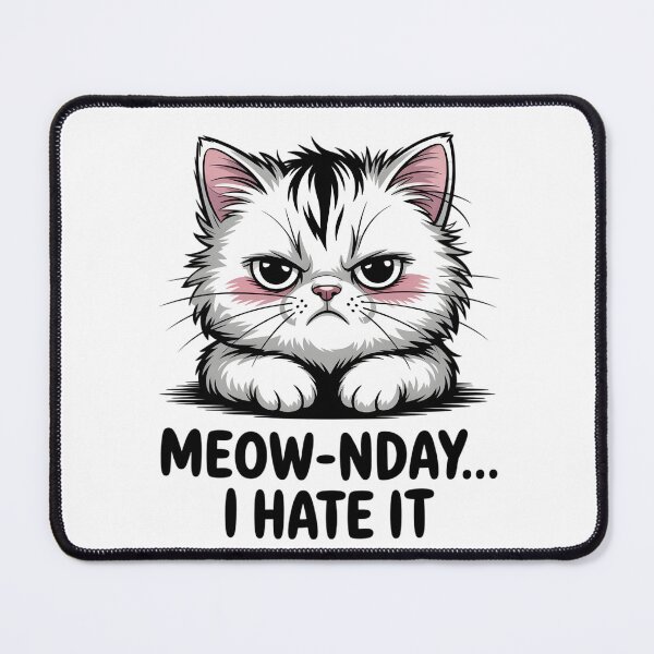 Item preview, Meow-nday... I Hate It - Angry White Cat | Grumpy Monday Cat Meme designed and sold by Wennity.