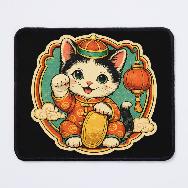 Item preview, Vintage Lucky Kitten - Chinese Festival Style and Maneki-Neko designed and sold by Euphoric Girls Store.