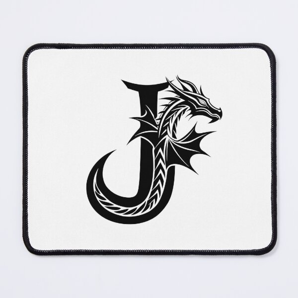 Item preview, Letter J Dragon Initial Tattoo Style Minimalist Art designed and sold by UnrealShopKelko.