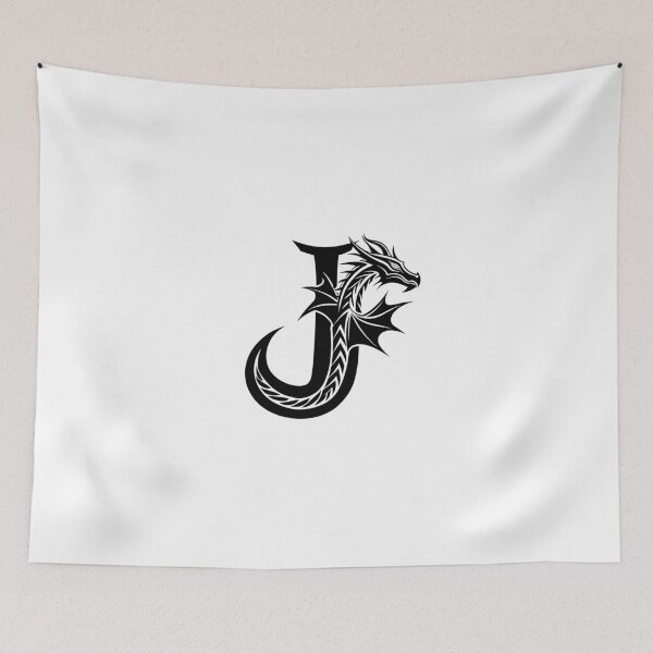 Item preview, Letter J Dragon Initial Tattoo Style Minimalist Art designed and sold by UnrealShopKelko.