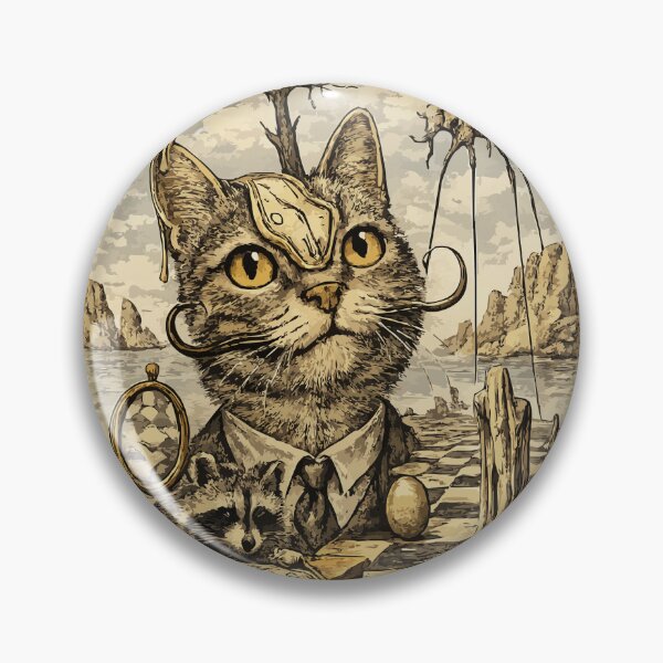 Item preview, Surreal Dream Cat & Raccoon – Melting Reality Animal Art designed and sold by Mh-ARTWORX.