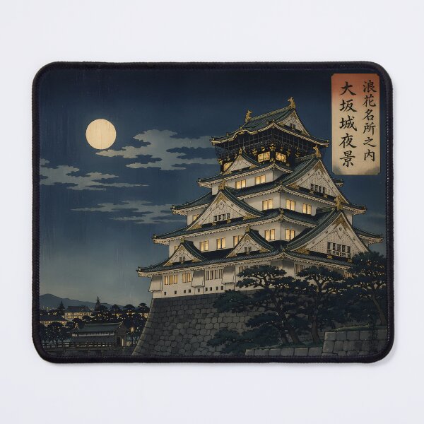 Item preview, Osaka Castle Moonlight - Traditional Japanese Ukiyo-e Art designed and sold by Pariunos.