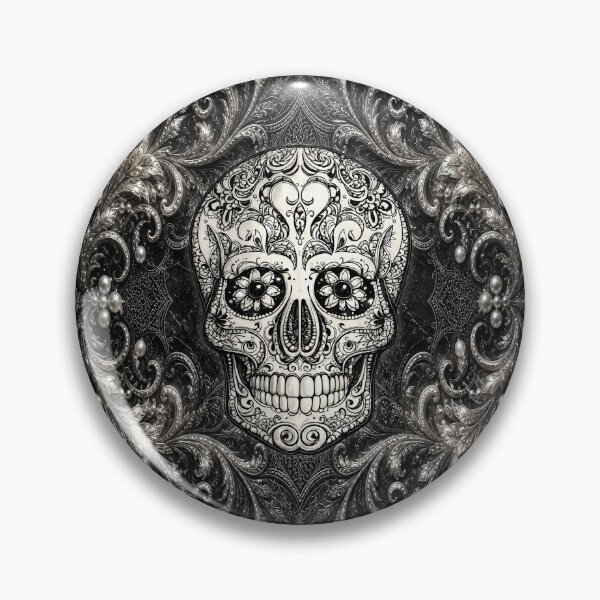 Item preview, Elegant Black and White Sugar Skull Floral Gothic Design designed and sold by artistwill.