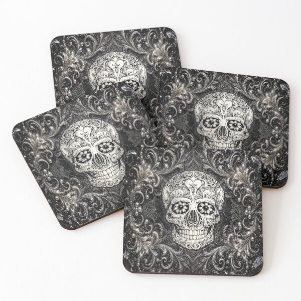 Item preview, Elegant Black and White Sugar Skull Floral Gothic Design designed and sold by artistwill.