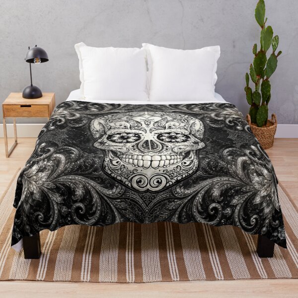 Item preview, Elegant Black and White Sugar Skull Floral Gothic Design designed and sold by artistwill.