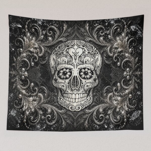 Item preview, Elegant Black and White Sugar Skull Floral Gothic Design designed and sold by artistwill.