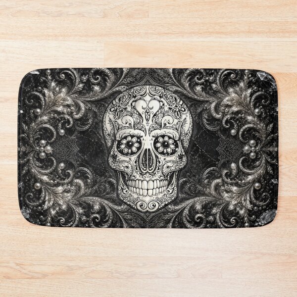 Item preview, Elegant Black and White Sugar Skull Floral Gothic Design designed and sold by artistwill.